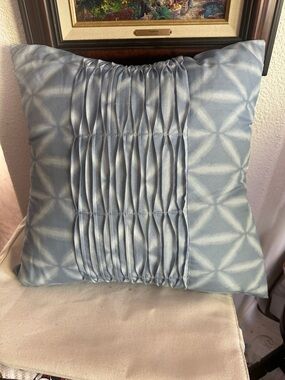 Blue Pleated Geometric Throw Pillow in Light Blue